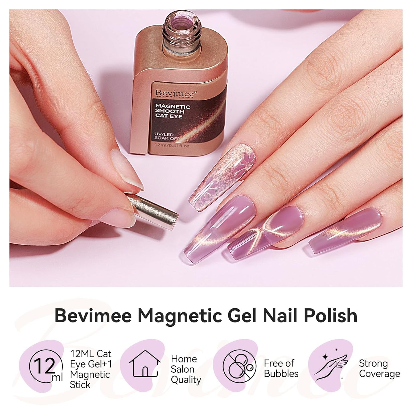 Cat Eye Gel Polish Light Purple Glass Jelly Magnetic Nail Polish Gel Smoothie Glitter Gloss Shine Mauve Color Velvet UV Gel Polish For Nail Art Manicure DIY At Home 12ml-BrightBean Baby