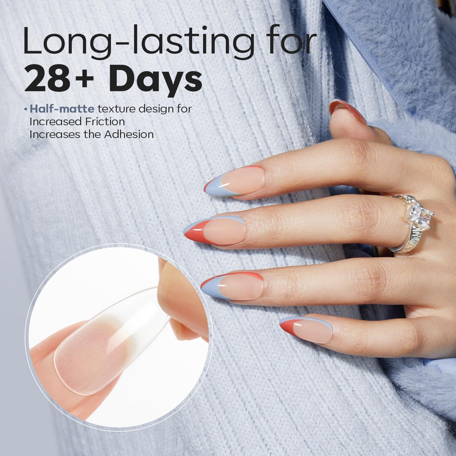 Modelones Almond Fake Nail Tips -510Pcs Medium Soft Gel Nail Tips Almond Shape Pre Etched Half Matte Full Cover Clear Acrylic Gel Kit False Press on for Extension Manicure Salon DIY at Home 15 Sizes-BrightBean Baby