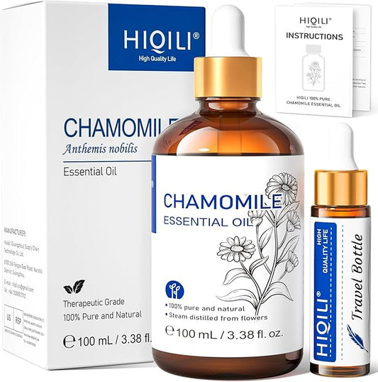 HIQILI 100ML Chamomile Essential Oil, Pure & Natural Chamomile Oil for Diffueser, Skin, Soap, Shampoo - 3.38 Fl Oz-BrightBean Baby