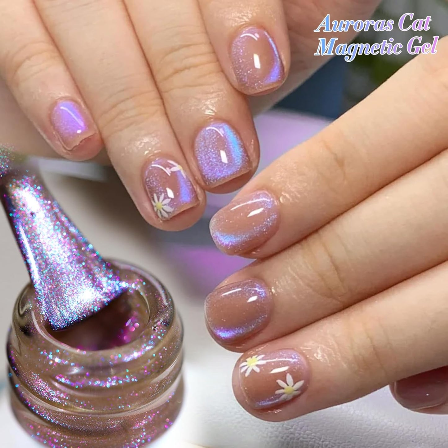 Born Pretty Purple Auroras Cat Magnetic Eye Gel, Fall Winter Mermaid Shiny Effect Soak Off Nail Art Salon Manicure Home Gift 15ml-BrightBean Baby