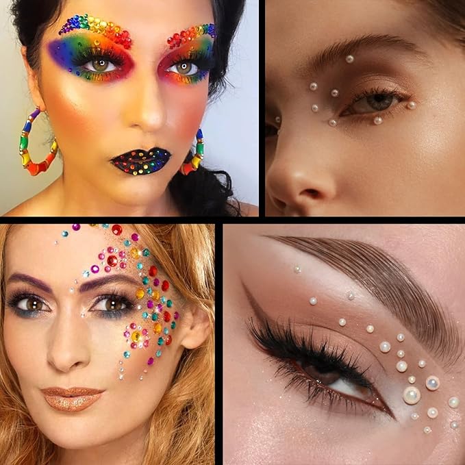 Flat Back Rhinestone+Half Round Pearl Kits Colorful Rhinestones+Beige AB Pearls With Picker Pencil And Tweezer For Home DIY And Professional Use-BrightBean Baby