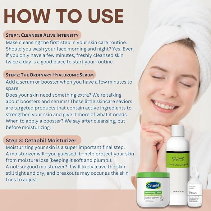 'Cetaphil' Hydrating Moisturizing Cream | The 'Ordinary' Hyaluronic Acid 1 oz. | Cleansing Gel 4 oz.-BrightBean Baby