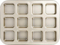 Beasea Brownie Pan with Dividers, 1 Set Gold All Edges Square Cupcake Brownie Pans 12 Cavity Mini Non Stick Baking Carbon Steel Bread Mold Small Edge 3x4 Individual Cutter Sheet Tray for Cake Oven