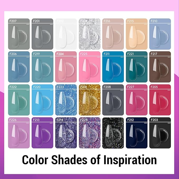 JEWHITENY Poly Gel Nail Kit 28 Colors Nude Gray Glitter with Nail Lamp Base Top Coats Builder Gel All-In-One Set Ideal for Designs DIY At Home Need U V Lamp Curing-BrightBean Baby