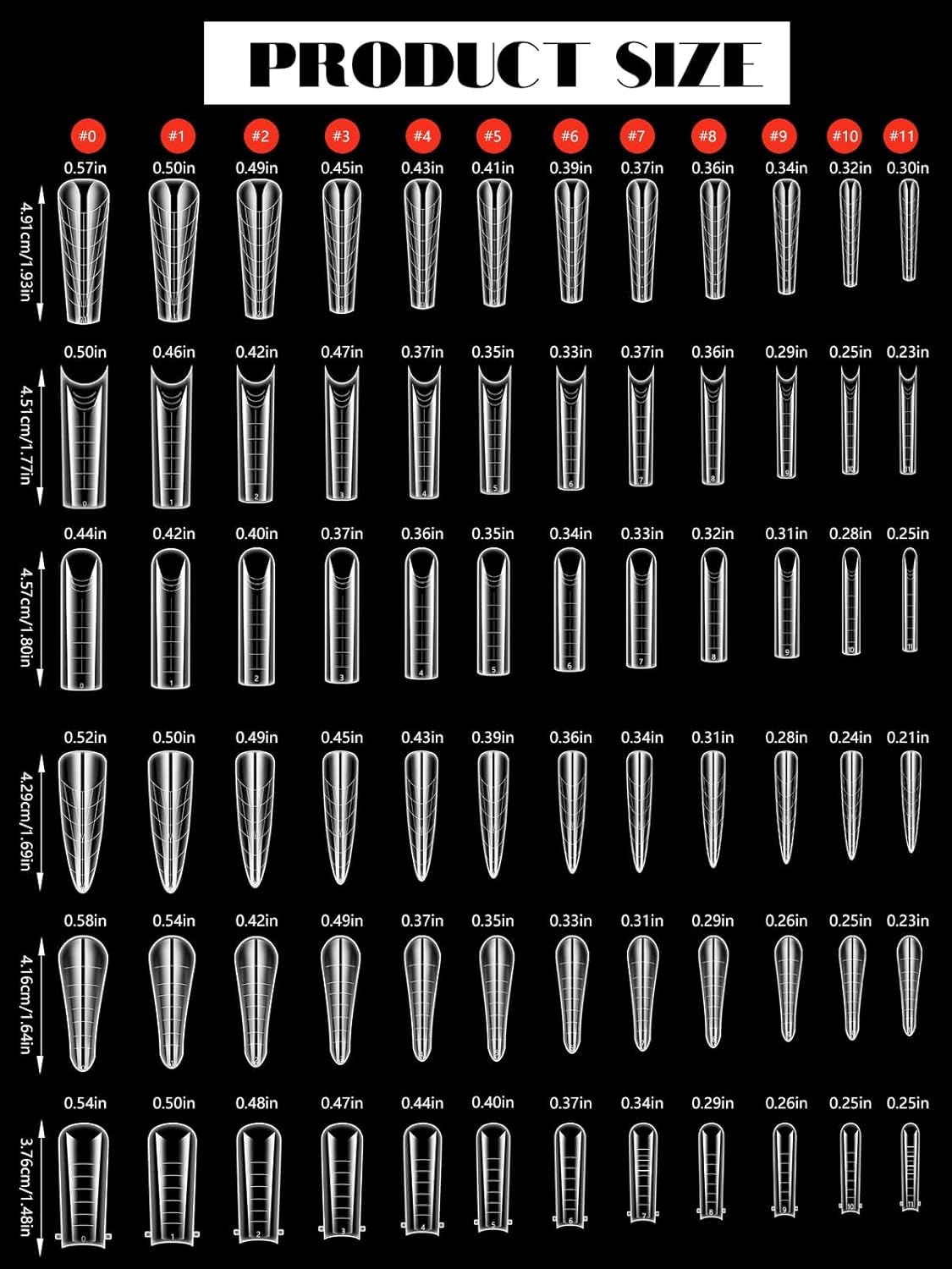 TOROKOM Dual Forms for Poly Nail Gel 288PCS Dual Nail Forms Molds Stiletto Coffin Ballerina Acrylic Nail Tips 12 Shapes for Builder Gel Manicure Nail Art Design Salon DIY at Home-BrightBean Baby