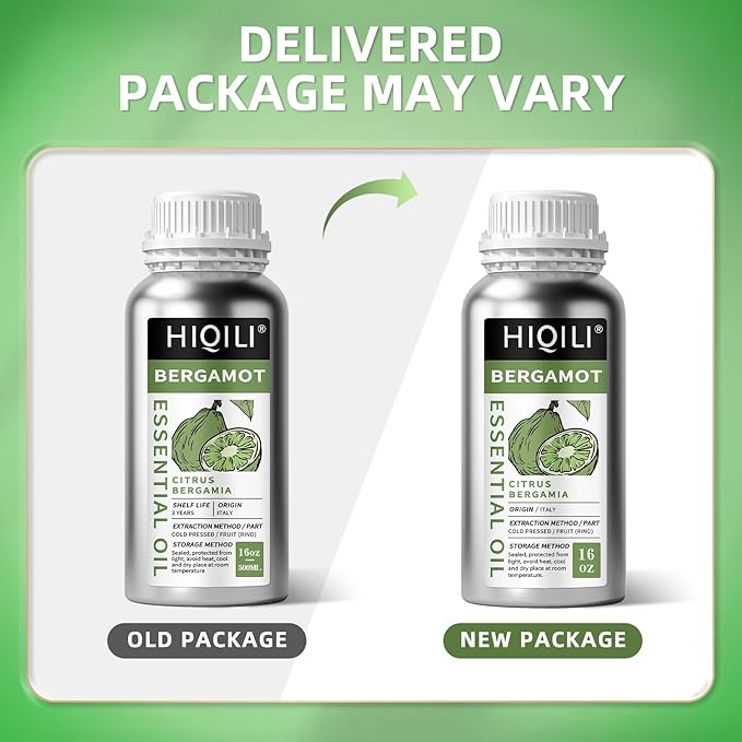 HIQILI Bergamot Essential Oil for Diffuser, Skin, Hair, DIY, 100% Pure & Natural - 16 Fl Oz (500 mL)-BrightBean Baby