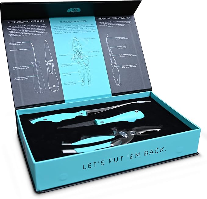 Toadfish Coastal Kitchen Collection - Includes Crab Cracker, Shrimp Deveiner, and Oyster Knife Outfitters