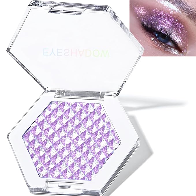 Blue Glitter Eyeshadow Palette, Multichrome Chameleon Cream to Powder Eye Shadow, Color Shifting Holographic Eyeshadow Shimmer Inner Corner Eye Brightener Highlighter Makeup-BrightBean Baby