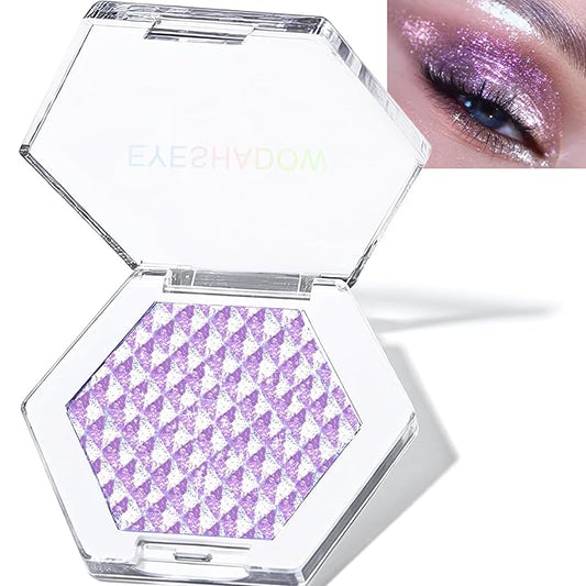 Blue Glitter Eyeshadow Palette, Multichrome Chameleon Cream to Powder Eye Shadow, Color Shifting Holographic Eyeshadow Shimmer Inner Corner Eye Brightener Highlighter Makeup-BrightBean Baby