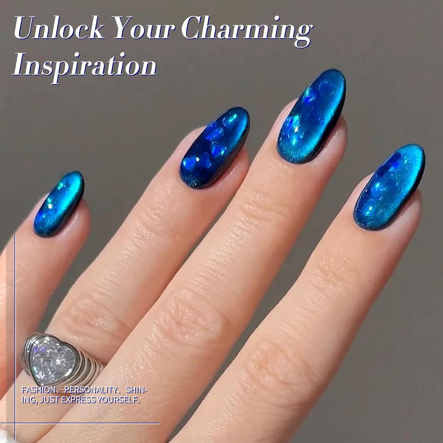 Born Pretty Cat Magnetic Eye Gel Nail Polish, Blue Ore Glitter Cat Magnetic Gel Nail Polish, Holographic Magnetic Nail Polish for Nail Art Manicure Salon DIY at Home 15ML-BrightBean Baby