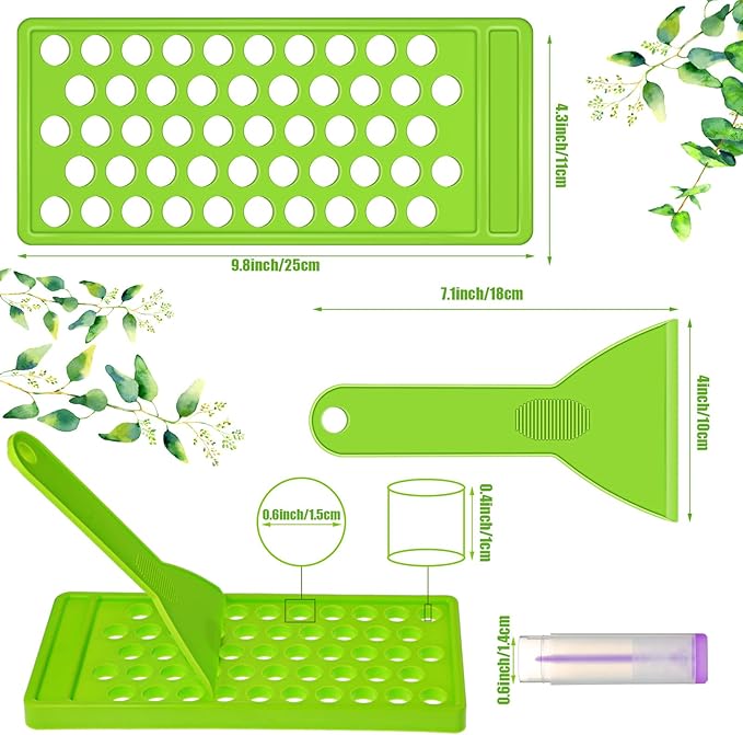 Maitys 2 Sets Lip Balm Tray and Spatula Portable Lip Balm Filling Tray and Spatula Set Lip Balm Tube Holder Lip Balm Tubes Tray Lip Balm Containers Lip Gloss Making Kit(Green)-BrightBean Baby