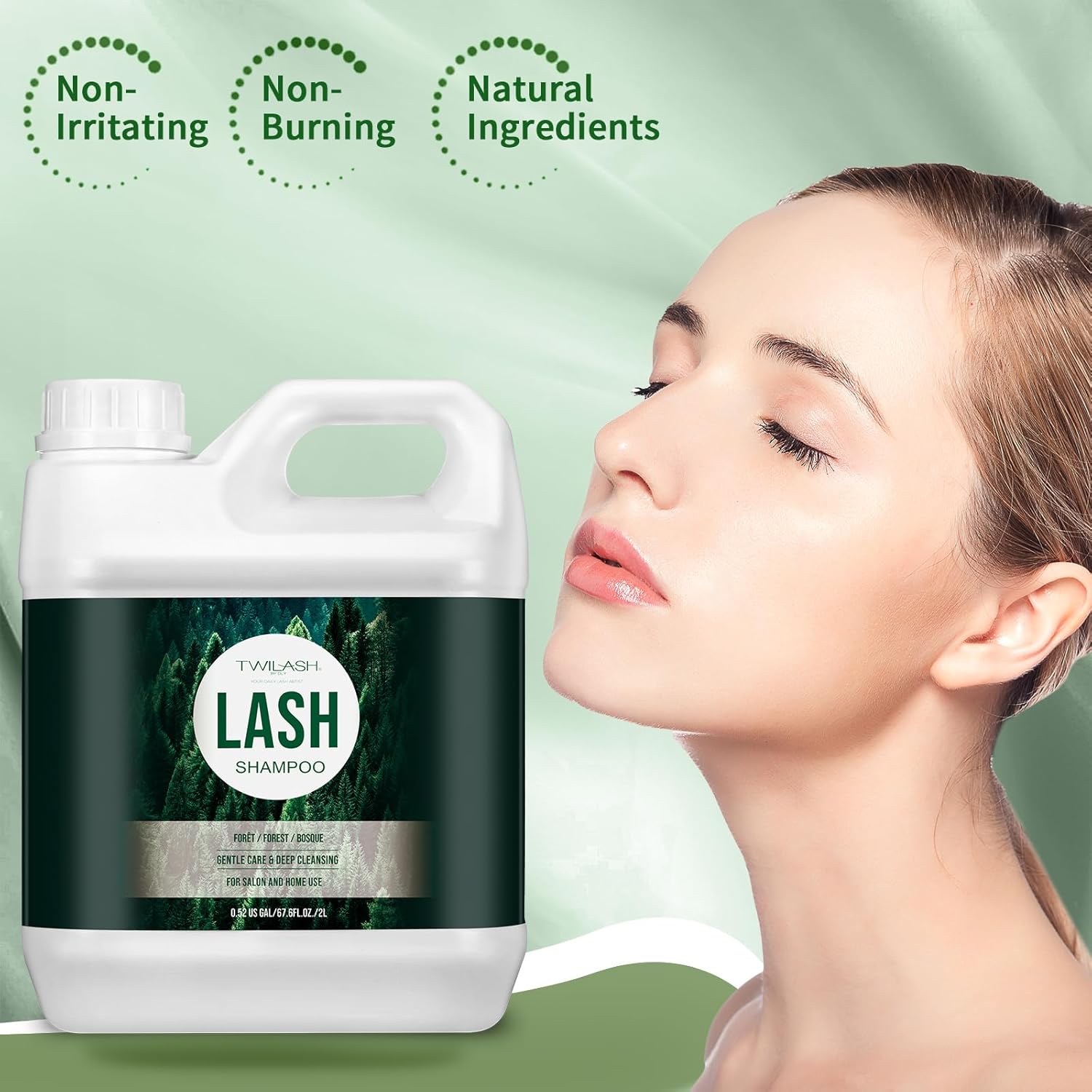 Lash Shampoo Bulk, Eyelash Cleanser for Extensions 2 Liters, Safe Makeup Remover, Non-irritating or Burning Eyelid Foaming Cleanser for Professional Salon and Home Use (Forest-2L)-BrightBean Baby