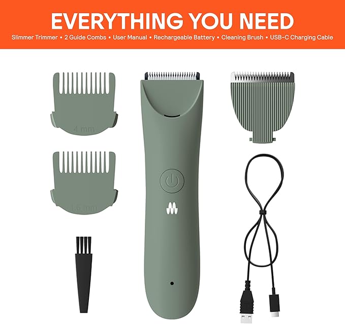 MERIDIAN Slimmer Trimmer – Electric Razor for Women, Bikini Line & Pubic Hair Trimmer, Rechargeable & Waterproof, Painless, Flawless Shave for Sensitive Skin, Gentle, Quiet & Travel-Friendly, Sage-BrightBean Baby