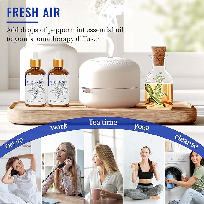 HIQILI 1 Fl Oz Peppermint Oil, for Homemade Spray, Diffuser, 100% Pure Natural 30ML-BrightBean Baby