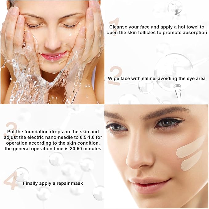 BB Facial Glow Serum Starter Kit Hyaluronic Acid Essence Foundation Skin Care Kit 0.27oz 12 Vials, Combined With Niacinamide and Peptides To Brighten Skin Tone Anti-Aging Foundation Light Rose #3-BrightBean Baby