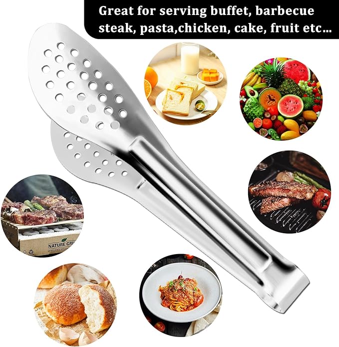 Serving Tongs, Kitchen Tongs,Buffet Tongs, XEVOM Stainless Steel Food Tong Serving Tong,small tongs, Serving Utensils (9 Inch)