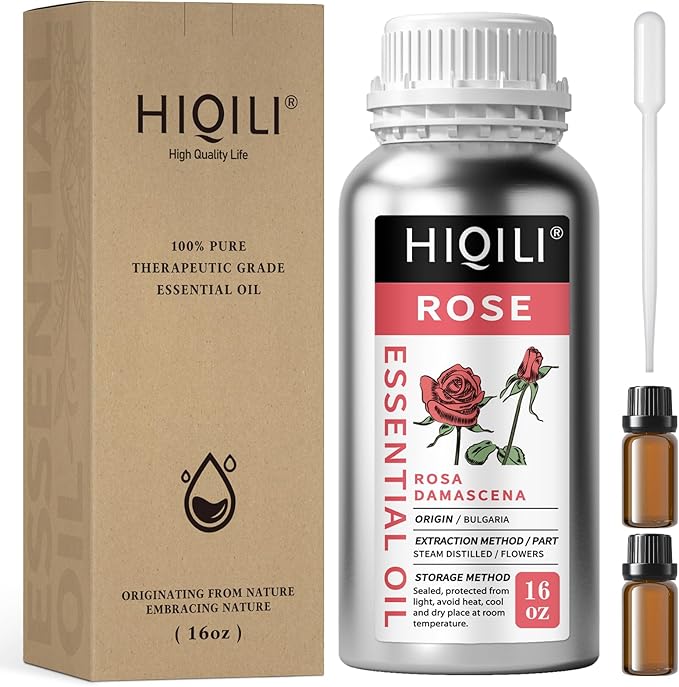 HIQILI Rose Essential Oil for Diffuser, Soap, Perfume & Candle Making - 16 Fl Oz-BrightBean Baby