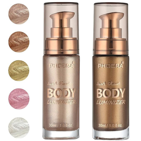 PHOERA Body Luminizer Highlighter, Waterproof Moisturizing and Glow For Face & Body, Face Body Glow Illuminator (101+103/Rose Gold+Glistening Bronze)-BrightBean Baby