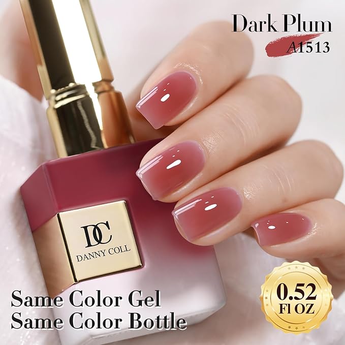 Double Rhythm 0.50 OZ Translucent Gel Polish Same Color Same Bottle Sheer Pastel Neutral Natural Milky 15 ML Jelly UV Nail Art DIY at Home (Deep Purple Pink-A1513)-BrightBean Baby
