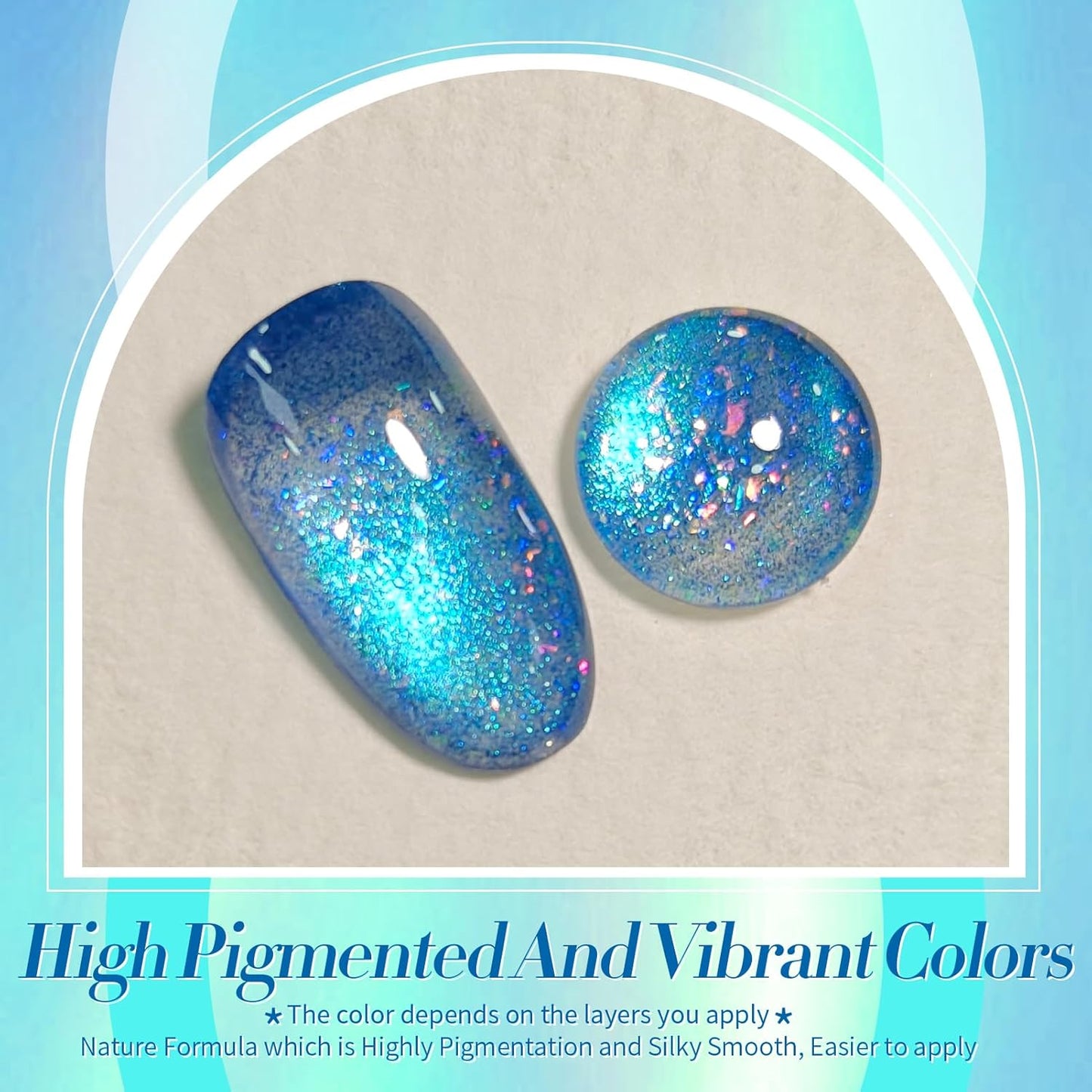 BORN PRETTY Blue Cat Magnetic Eye Gel Nail Polish Shimmer Glitter Holographic Aurora Blue Magnetic Gel Polish Nail Art Manicure DIY at Home 15ML-BrightBean Baby