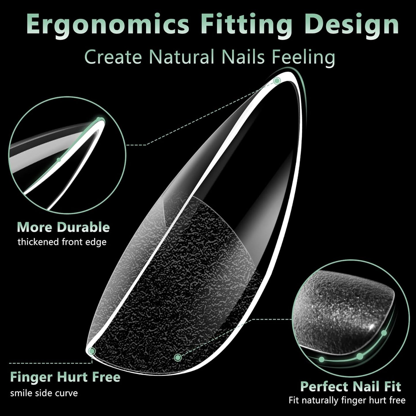 Medium Almond Nail Tips, 216pcs Acrylic Fake Nails Gel Nail Tips Soft, Full Cover Pre-Shaped Matte Clear Press on Nails for Extension, Diy at Home Manicure 12 Sizes-BrightBean Baby