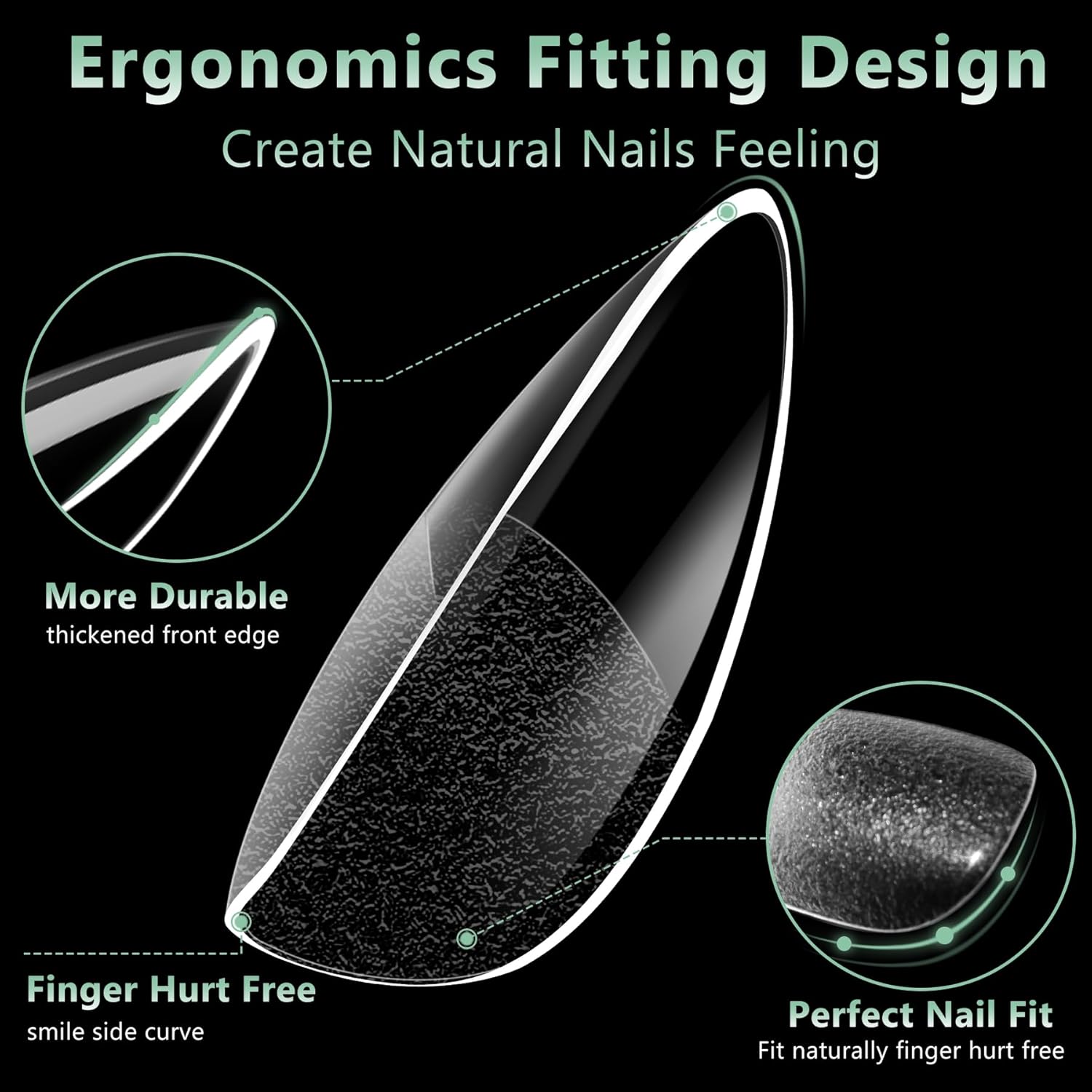 Medium Almond Nail Tips, 216pcs Acrylic Fake Nails Gel Nail Tips Soft, Full Cover Pre-Shaped Matte Clear Press on Nails for Extension, Diy at Home Manicure 12 Sizes-BrightBean Baby