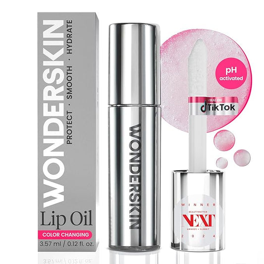 Wonderskin Lip Oil Rehab Serum - Color Changing Lip Oil from Clear to Pink - PH-activated, Non-sticky & Hydrating Tinted Serum for Dry Lips (Kissed)-BrightBean Baby