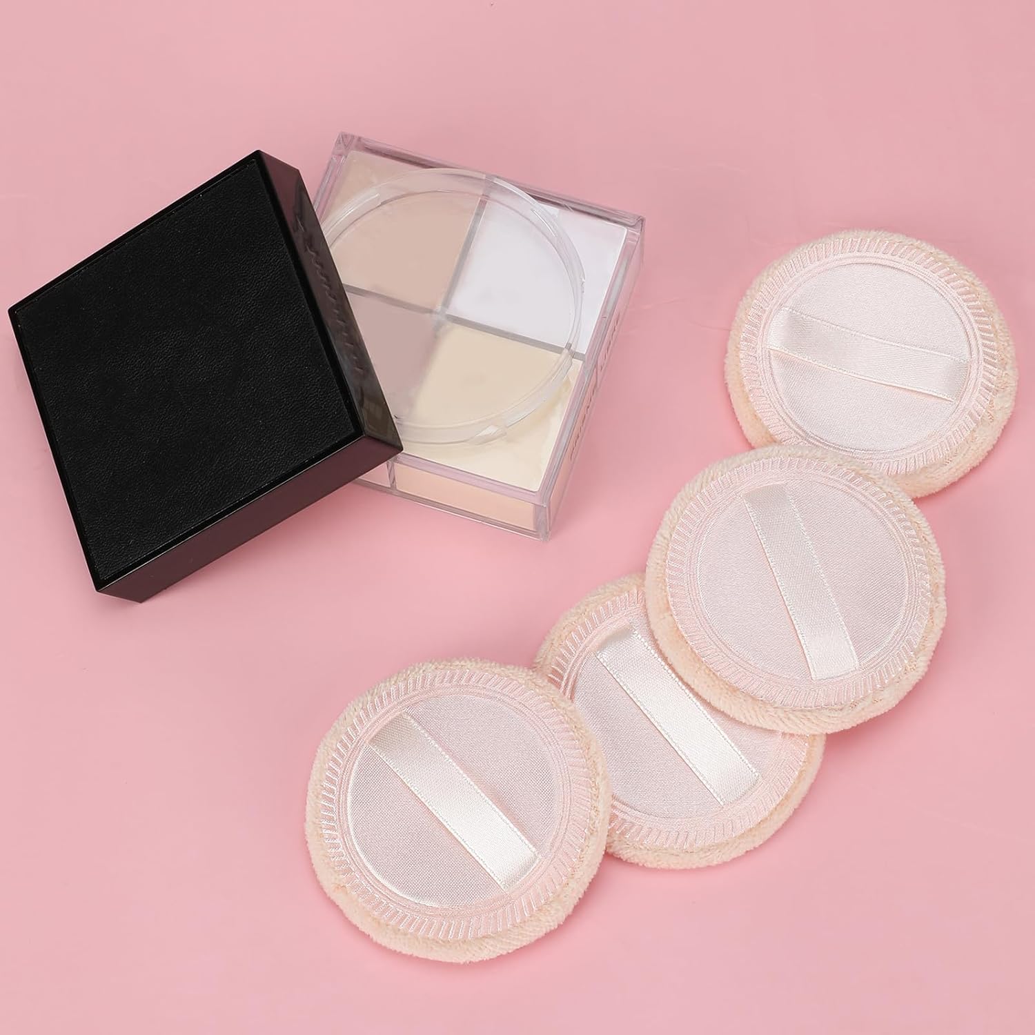 12 Pieces Powder Puffs Cotton Makeup Pads Soft Face Compact Puffs for Loose Setting Pressed Powder, 2.36 Inch (Beige)-BrightBean Baby