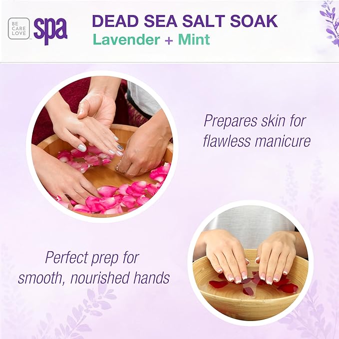 BCL SPA Dead Sea Salt Soak - Bath Salt with Organic Lavender + Mint, Shae Butter, Arnica, Aloe Vera Juice, Chamomile, Argan Oil & Jojoba Oil Skin Exfoliator- Home/Professional Use 16 fl oz-BrightBean Baby