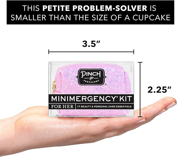 Pinch Provisions Orchid Glitter Minimergency Kit, includes 17 Travel-Sized Cosmetic Essentials, Convenient for Purses, Emergency Beauty Accessories, Gifts for Holiday’s & Birthday’s-BrightBean Baby