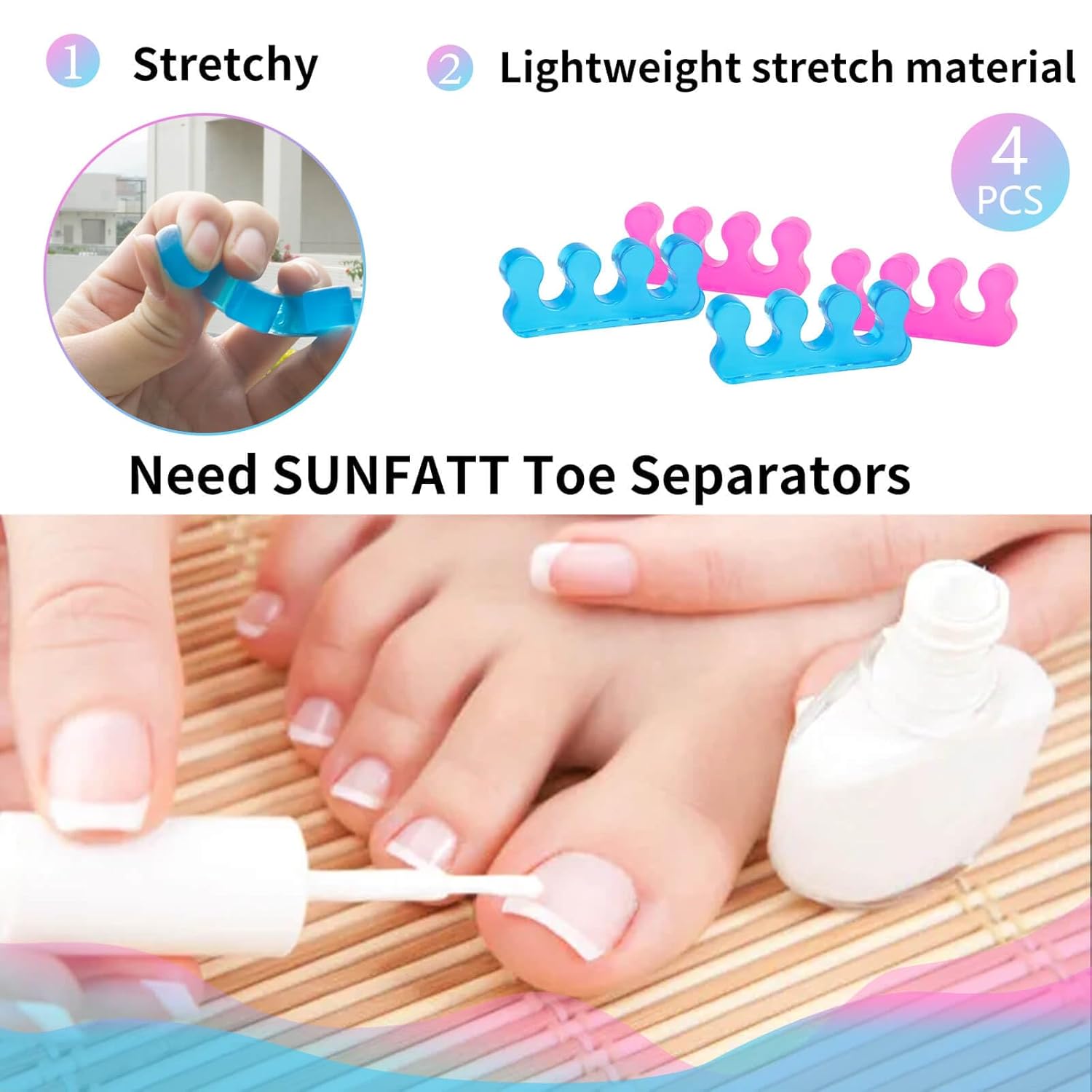 SUNFATT Toe Separators for Women,Toe Spacers for Women,Repeatable Washable Toe Separators,Toe Separators for Nail Polish Application,Soft Gel Pedicure Tools.-BrightBean Baby