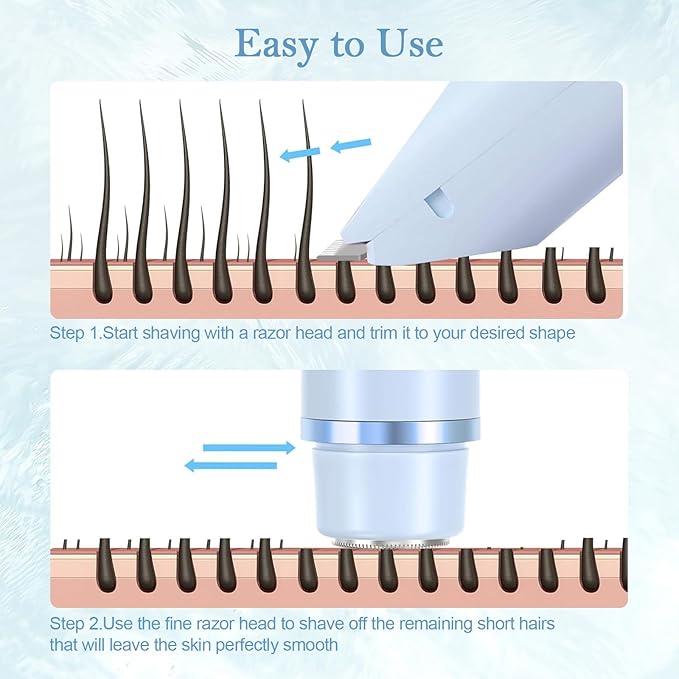 Dermave Bikini Shaver 2.0, 2025 New Glow Aura Bikini Trimmer for Women, 2 in 1 Dual Head Electric Razors for Women, IPX7 Waterproof Wet & Dry Electric Shaver, Rechargeable Portable Body Shaver (Blue)-BrightBean Baby