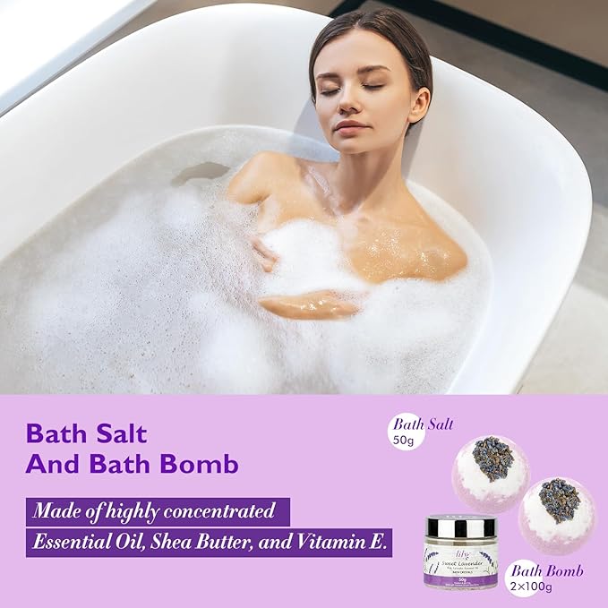 Mothers Day Gifts for Mom - 18-Piece Luxury Bath and Body Gift Set for Women, Lavender Spa Gift Basket with Bath Bomb, Diffuser | Self Care, Christmas Birthday Gifts for Her, Bridal Shower Pamper Kit-BrightBean Baby