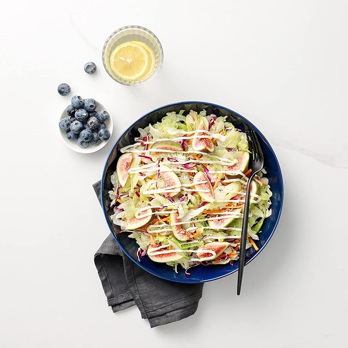 Y YHY 9.75" Large Pasta Bowls, 50 Ounces Big Salad Bowls, Ceramic Serving Bowl Set of 4, Blue