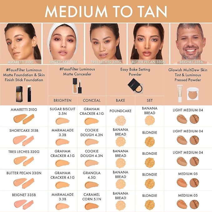 HUDA BEAUTY #FauxFilter Skin Finish Buildable Coverage Foundation Stick 330N Butter Pecan-BrightBean Baby
