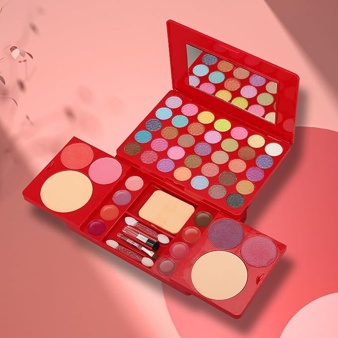 All-in-One Makeup Gift Set Travel Makeup Kit Complete Starter Makeup Bundle Lipgloss Lipstick Concealer Blushes Powder Eyeshadow Palette Cosmetic Palette for Teen Girls & Adults #10-BrightBean Baby