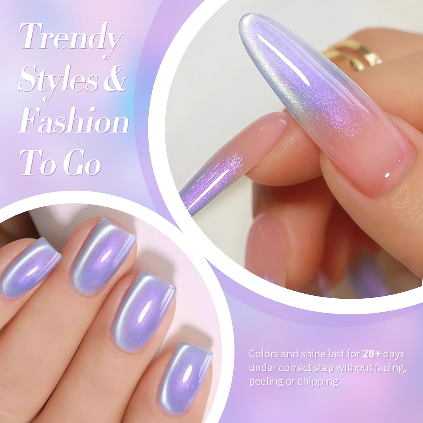 Born Pretty Cat Magnetic Eye Gel Nail Polish, Fairy Purple Glitter Cat Magnetic Gel Nail Polish for Nail Art Manicure Salon DIY at Home 15ML-BrightBean Baby