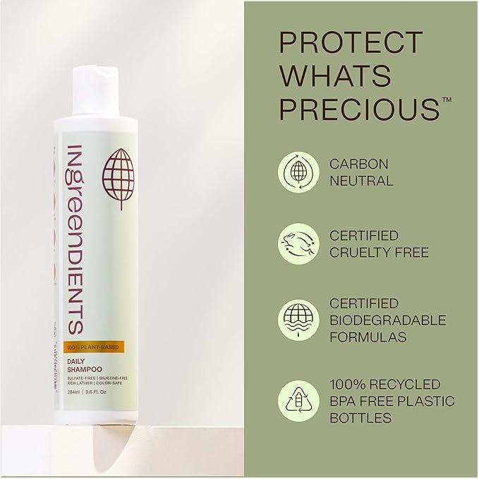 Non Toxic Vegan Shampoo with Organic Ingredients, Apple Cider Vinegar & Tea Tree Oil - Sulfate Free, Color Safe, Paraben Free, Gluten Free, Cruelty Free, pH Balanced-BrightBean Baby