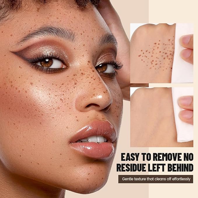 Freckle Stamp,Faux Freckle Stamp,Quick Dry Fake Freckles Pen,Waterproof Long Lasting Natural Vivid Faux Freckles Pen,Get Sun-Kissed Stars Makeup in One Press,5-Dot Design,01.Ash Chestnut.-BrightBean Baby