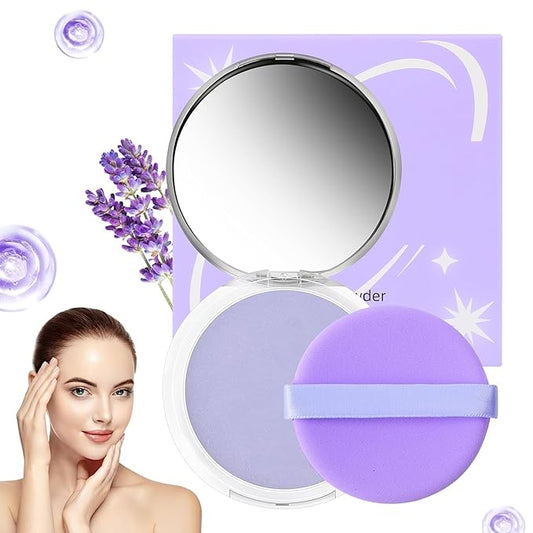 Chillab Lavender Matte Powder, Chillab Lavender Matte Powder Oil Control, Chillab Polvo Compacto with Mini Powder Puff, For Silky Blurring Oil Control Long-Lasting Makeup, Creates Soft -1PCS-BrightBean Baby