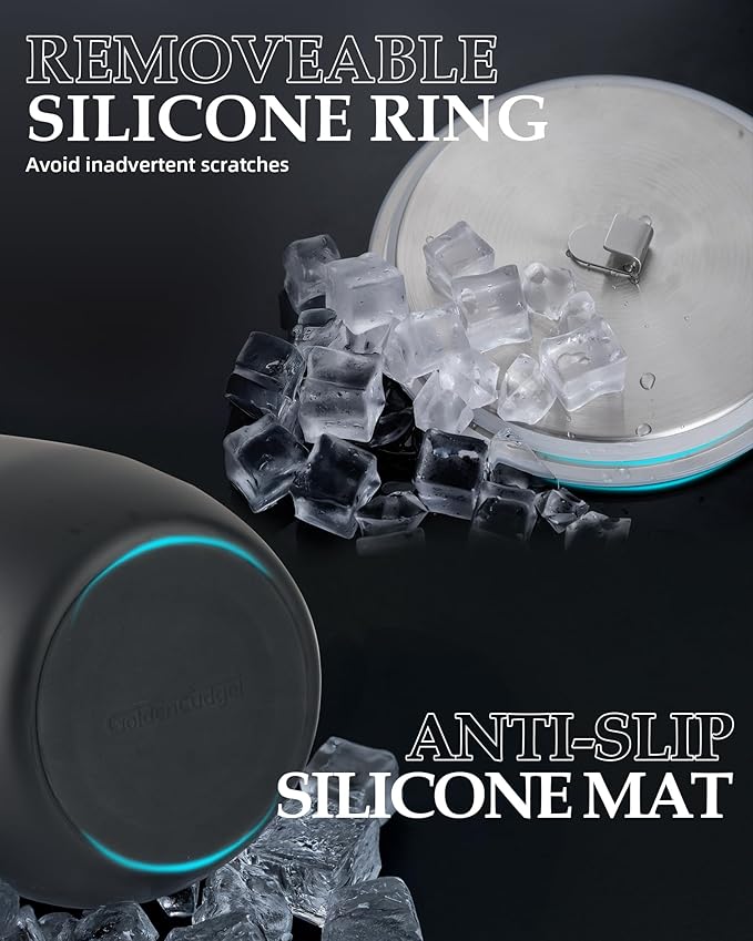 Insulated Ice Bucket, 3L Double Wall Stainless Steel Ice Bucket with Tongs,Lid, Scoop and Strainer, Ice Buckets for Parties,Cocktail Bars, Chilling Beer, Champagne, Wine Bottles