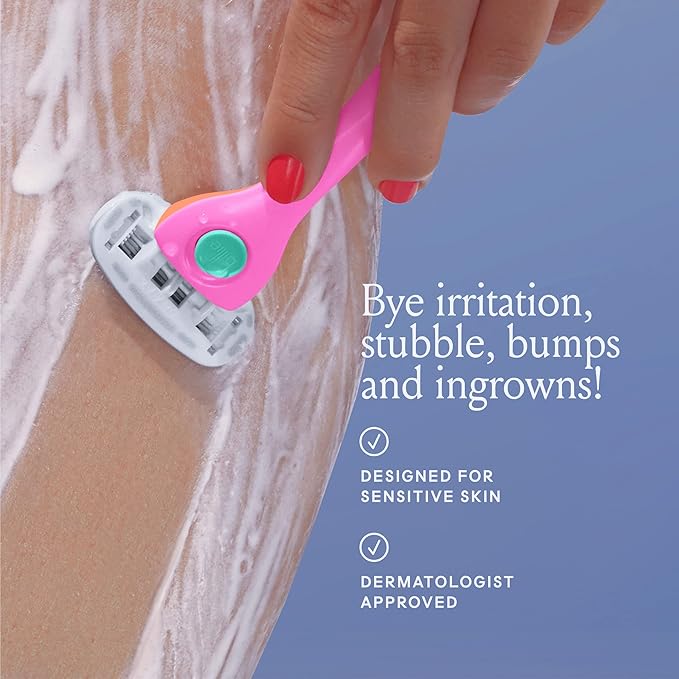 Billie Razors for Women Shave Kit – Women’s Razor + 4 x 5-Blade Razor Refills + Magnetic Holder – Malibu-BrightBean Baby