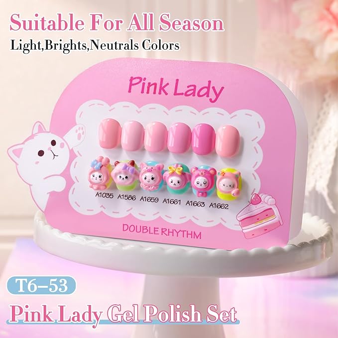 Double Rhythm 6 Pcs 15 ML Gel Polish Set Same Color Same Bottle Soak Off Gel Polish Kit Nail Art Manicure Salon DIY at Home for Women (Neutral Skin Pink Nude Beige -T6-53)-BrightBean Baby