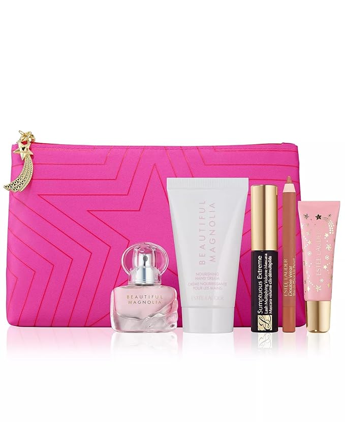 Estee Lauder 6-PC Beautiful Magnolia Perfume Spray, Hand Cream, Lip Gloss, Liner, Mascara Gift Set-BrightBean Baby
