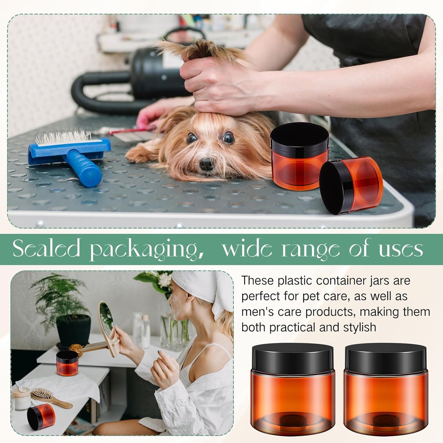 SATINIOR 100 Pcs Plastic Jars with Lids Small Containers Lids Wide Mouth Small Plastic Containers for Lotion Cream Rhinestones Body Butters Travel Storage(6 oz, Amber)-BrightBean Baby