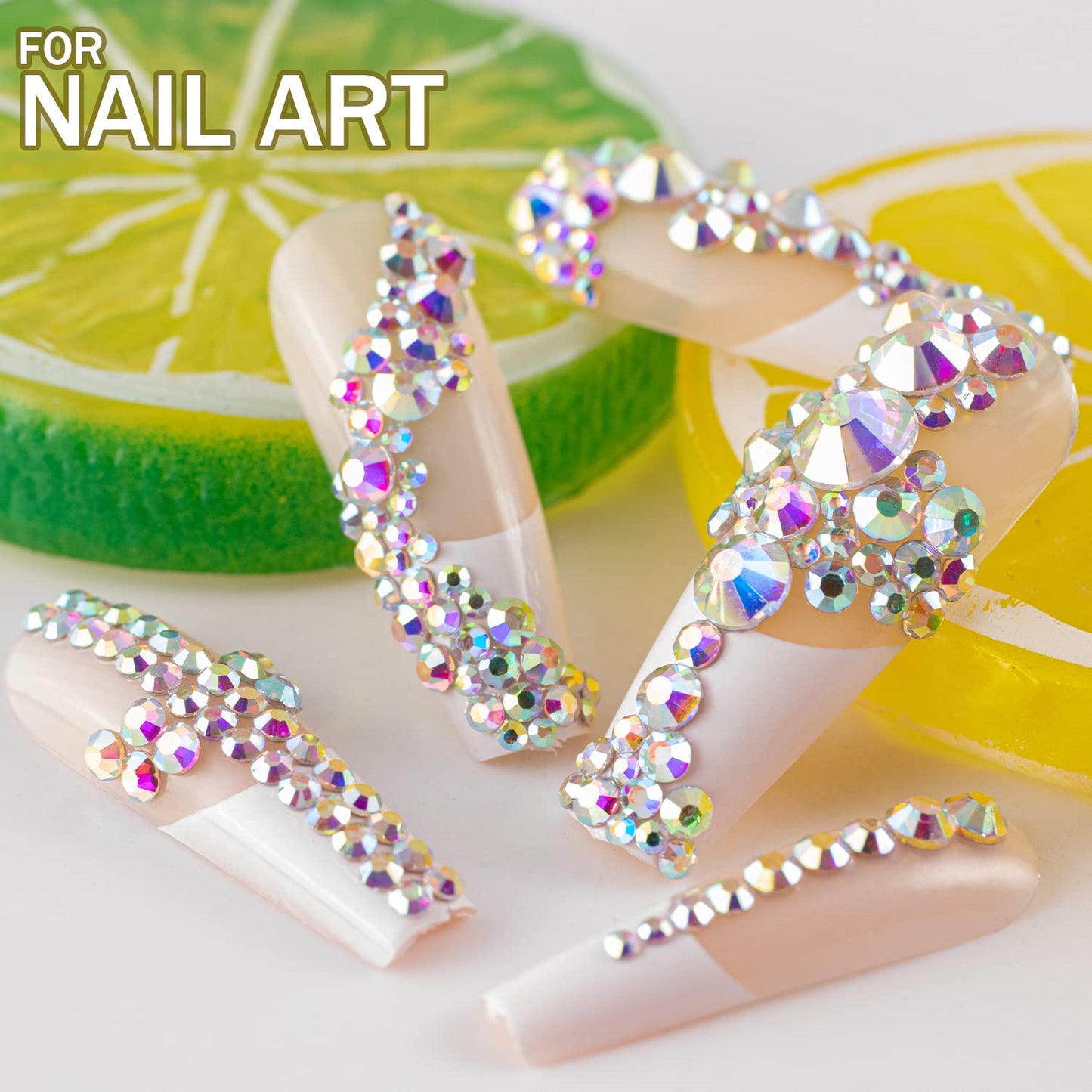 One Pack 2000 Pcs of Flatback Round AB Crystal+Transparent White Clear Rhinestones 6 Sizes (1.5-6 mm) with Nail Art Rhinestone Picker Pencil and Tweezers for DIY and Salon Use-BrightBean Baby