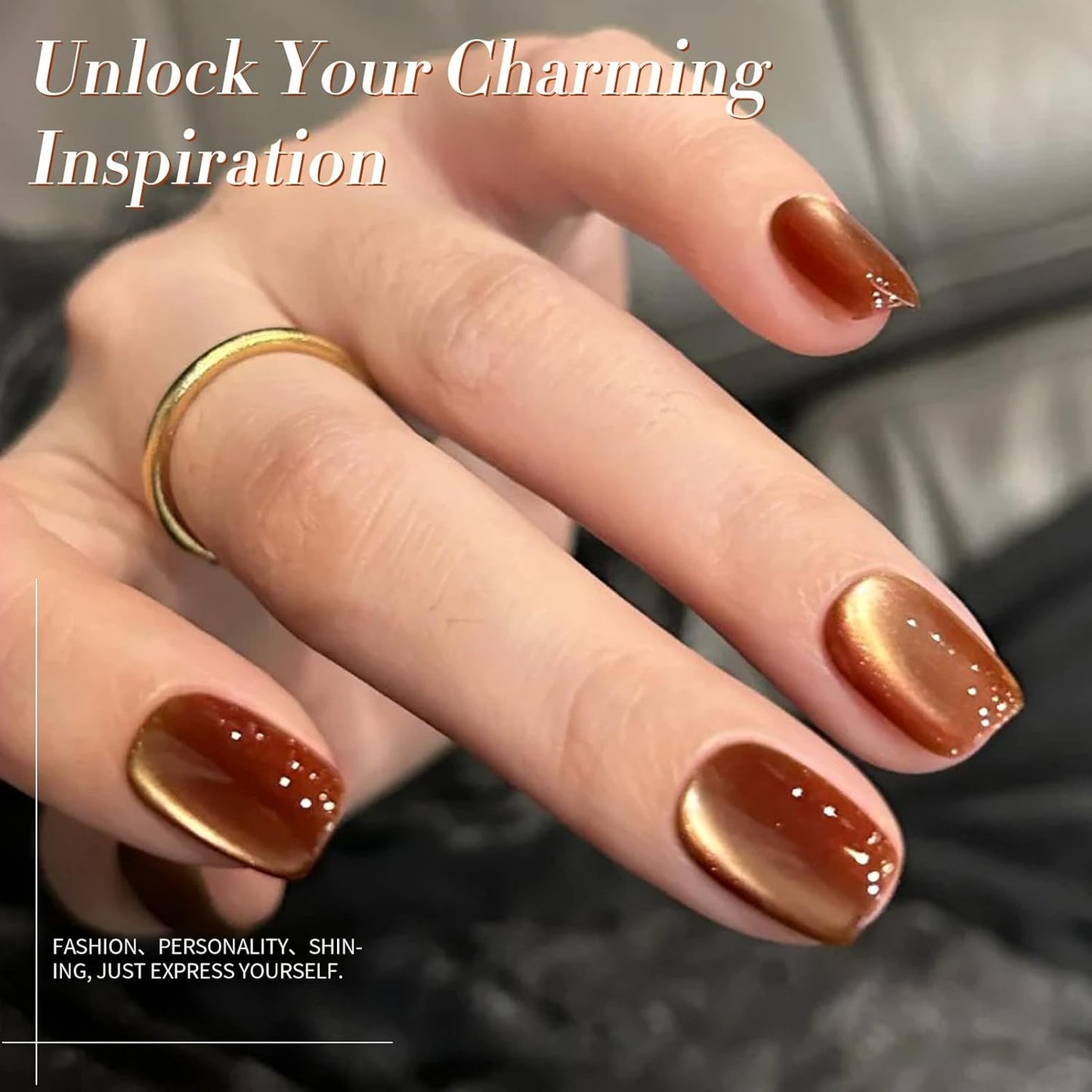 Born Pretty Cat Magnetic Eye Gel Nail Polish, Brown Moonlight Cat Magnetic Gel, Fall Winter Glitter Magnetic Soak Off U v Nail Gel Diy Art for Girls Women 15ML-BrightBean Baby