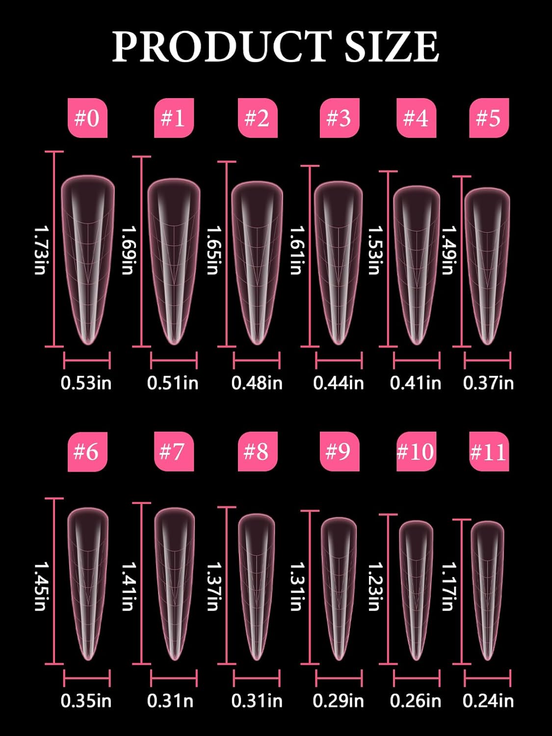 EBANKU Stiletto Dual Nail Forms for Poly Extension Gel, 120 PCS Pink Nail Molds Reusable Nail Extension Forms for Builder Gel Manicure Design Salon DIY-12 Sizes-BrightBean Baby