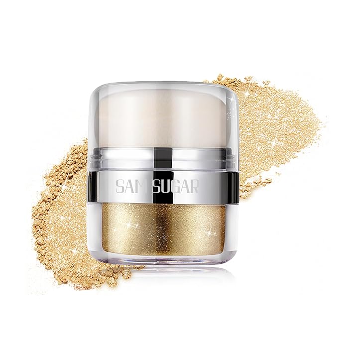 Glitter Body Highlighter Powder Body Shimmer Sparkle Face Brightening Highlighter Powder for Face Eyes Body Glow Makeup With sponge head（07#）-BrightBean Baby