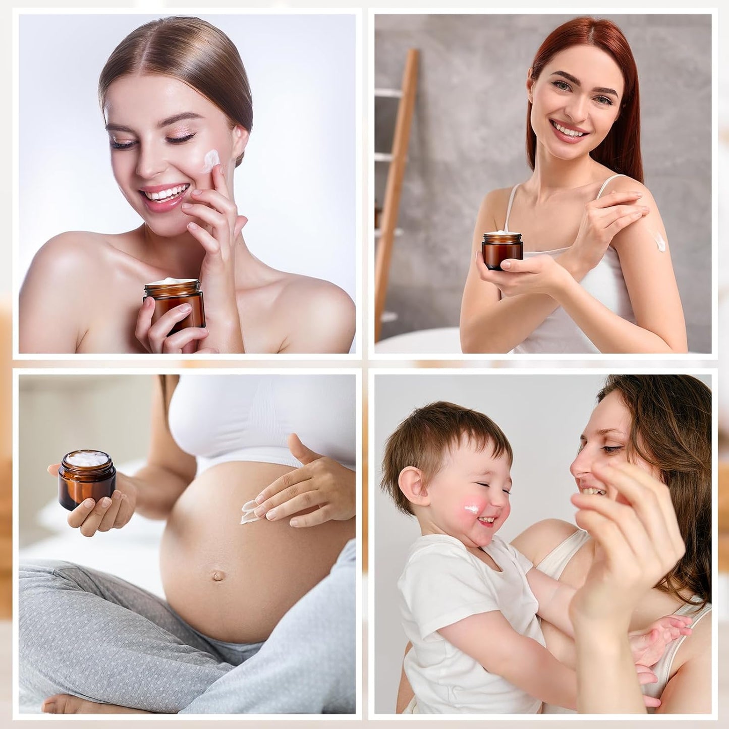 Domensi 48 Pcs 2 oz Glass Jars with Lids Travel Size Round Leakproof Empty Cosmetic Jars with Inner Liners Lid for Storing Makeup Lotions Face Cream Ointments Candle DIY Making (Amber)-BrightBean Baby